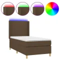 cadre de lit matelas LED Marron foncé 90x200cm Tissu