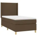 cadre de lit matelas LED Marron foncé 90x200cm Tissu