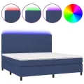 cadre de lit et matelas et LED Bleu 200x200 cm Tissu