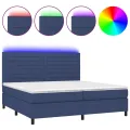 cadre de lit et matelas et LED Bleu 200x200 cm Tissu
