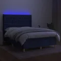 cadre de lit matelas et LED Bleu 140x190 cm Tissu