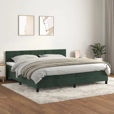 cadre de lit et matelas Vert foncé 200x200cm Velours