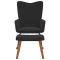 Chaise à bascule avec repose-pied Noir Velours