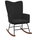 Chaise à bascule avec repose-pied Noir Velours