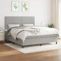 cadre de lit avec matelas Gris clair 160x200cm Tissu