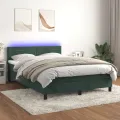cadre de lit avec matelas LED Vert foncé 140x200 cm