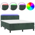 cadre de lit avec matelas LED Vert foncé 140x200 cm