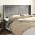 Tête de lit avec oreilles Gris clair 183x16x118/128 cm Velours