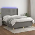cadre de lit matelas LED Gris foncé 140x200 cm Tissu