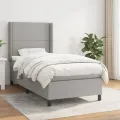 cadre de lit avec matelas Gris clair 80x200 cm Tissu
