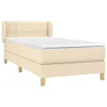 cadre de lit avec matelas Crème 80x200 cm Tissu