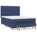 cadre de lit avec matelas Bleu 140x200 cm Tissu