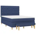 cadre de lit avec matelas Bleu 140x200 cm Tissu