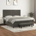 cadre de lit et matelas Gris foncé 160x200cm Velours