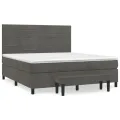 cadre de lit et matelas Gris foncé 160x200cm Velours