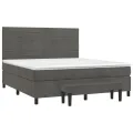 cadre de lit et matelas Gris foncé 160x200cm Velours