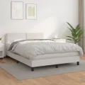 cadre de lit avec matelas Blanc 140x190cm Similicuir