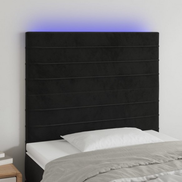 Tête de lit à LED Noir 100x5x118/128 cm Velours