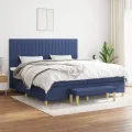 cadre de lit avec matelas Bleu 200x200 cm Tissu
