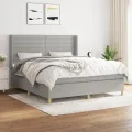 cadre de lit avec matelas Gris clair 180x200cm Tissu