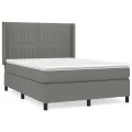 cadre de lit avec matelas Gris foncé 140x190cm Tissu