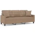 Canapé 3 places avec oreillers cappuccino 180 cm similicuir