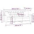 Canapé 3 places avec oreillers cappuccino 180 cm similicuir