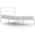 Cadre de lit métal avec tête de lit blanc 100x190 cm