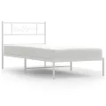 Cadre de lit métal avec tête de lit blanc 107x203 cm