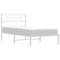 Cadre de lit métal avec tête de lit blanc 107x203 cm