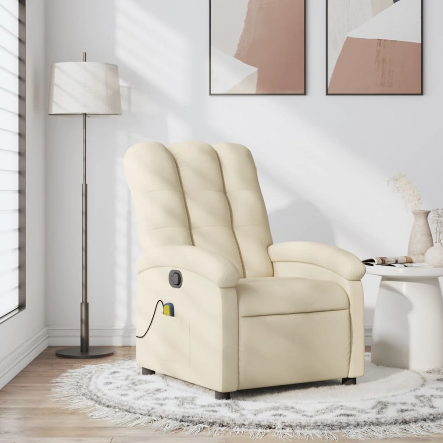 Fauteuil de massage inclinable Crème Tissu