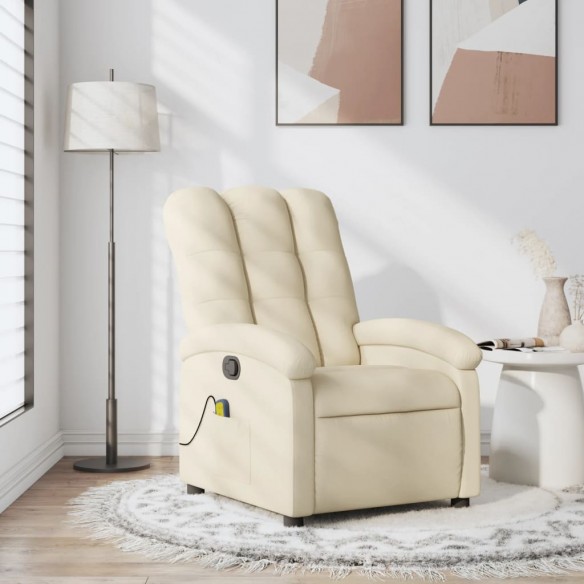 Fauteuil de massage inclinable Crème Tissu