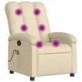 Fauteuil de massage inclinable Crème Tissu