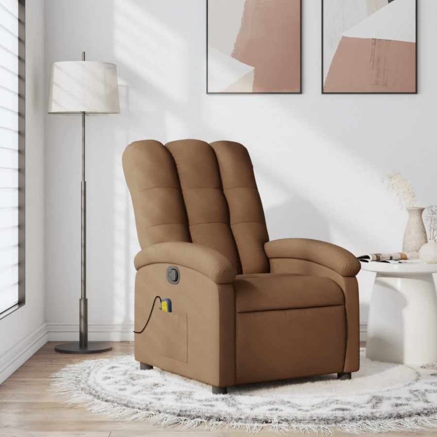 Fauteuil de massage inclinable Marron Tissu