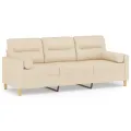 Canapé 3 places avec oreillers décoratifs crème 180 cm tissu