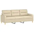 Canapé 3 places avec oreillers décoratifs crème 180 cm tissu