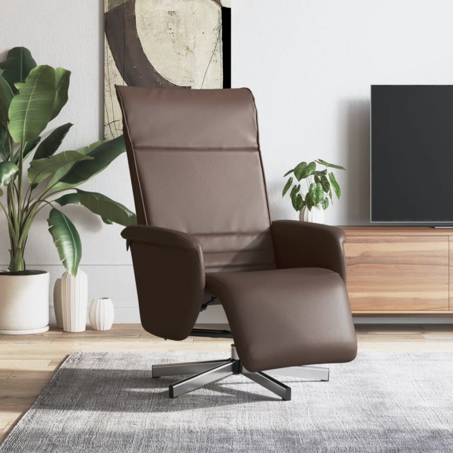 Fauteuil inclinable avec repose-pieds marron similicuir