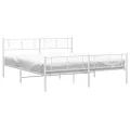 Cadre de lit métal avec tête de lit/pied de lit blanc 183x213cm