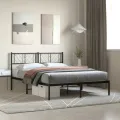 Cadre de lit métal avec tête de lit noir 120x190 cm