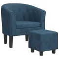 Fauteuil cabriolet avec repose-pied bleu foncé velours