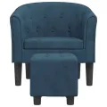 Fauteuil cabriolet avec repose-pied bleu foncé velours