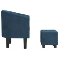 Fauteuil cabriolet avec repose-pied bleu foncé velours