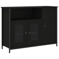Buffet noir 100x35x75 cm bois d'ingénierie