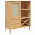 Buffet SENJA aspect rotin marron 90x40x112cm bois massif de pin