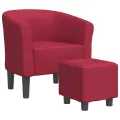 Fauteuil cabriolet avec repose-pied rouge bordeaux tissu