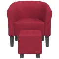 Fauteuil cabriolet avec repose-pied rouge bordeaux tissu