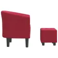 Fauteuil cabriolet avec repose-pied rouge bordeaux tissu