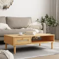 Table basse SENJA aspect rotin marron 100x55x33 cm bois massif