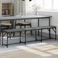 Banc à manger gris foncé 186x32x45 cm acier et tissu