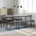 Banc à manger gris foncé 186x32x45 cm acier et tissu